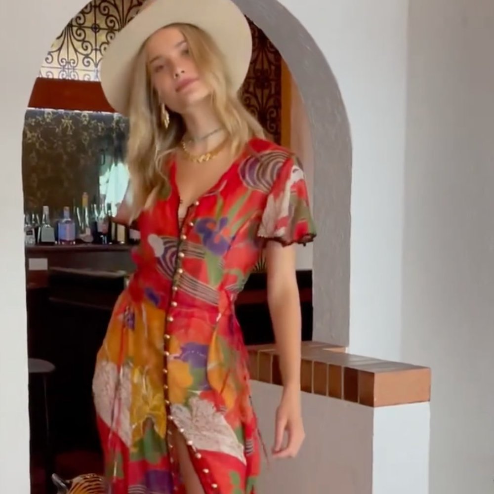 Chasing Unicorns What I Did For Love Silk and Cotton Midi dress